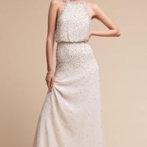 Anthropologie BHLDN Long Formal Pearl & Bead Dress